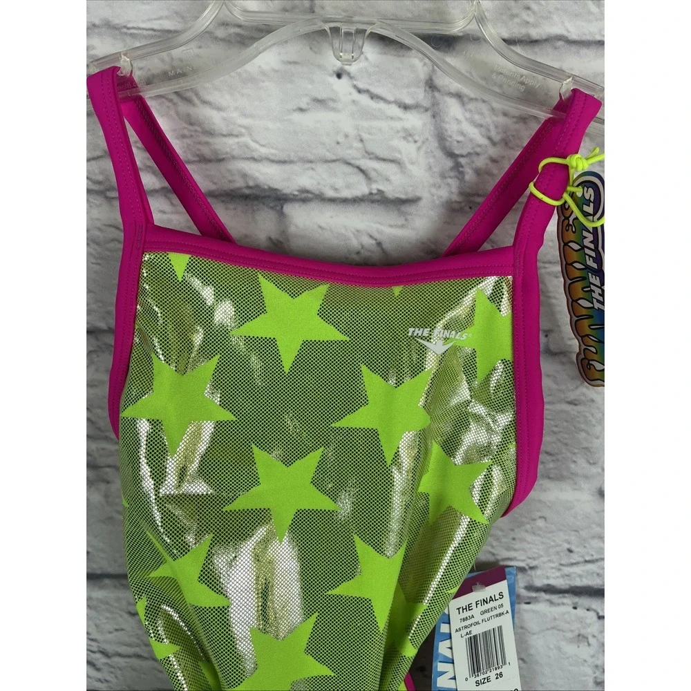 TYR The Finals Youth Girls Astrofoil Flutterback Star Swimsuit Size 26 NEW